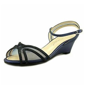 Caparros Navy Metallic Hilton Wedge Sandal 10M